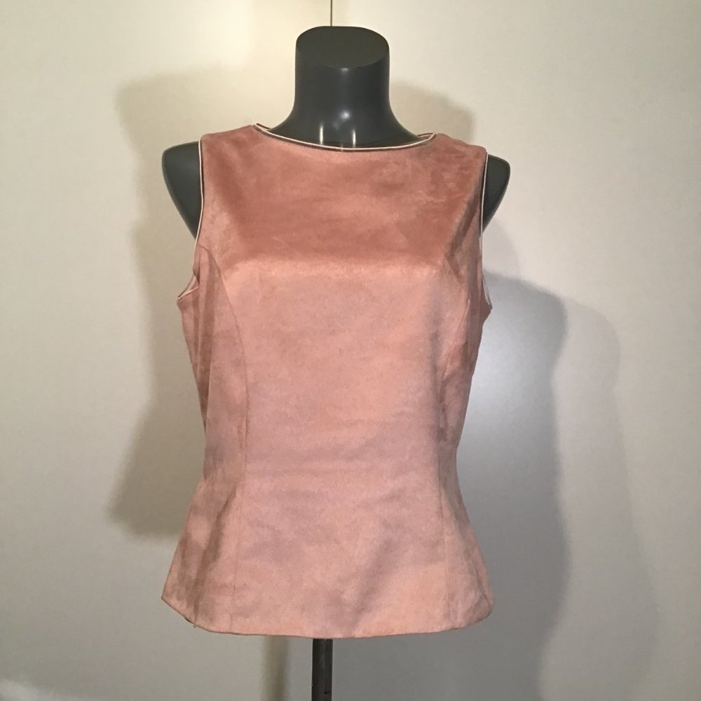 Vintage Joseph Ribkoff Faux Suede Sleeveless Top Size 10 - Picture 1 of 10